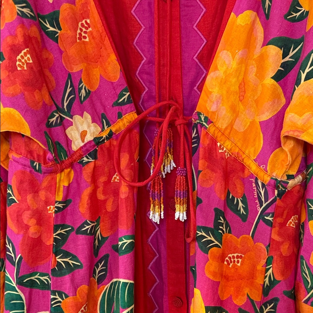 NWT Farm Rio Sunset Patchwork Maxi Dress in a red/orange multi-color size medium - Picture 10 of 14